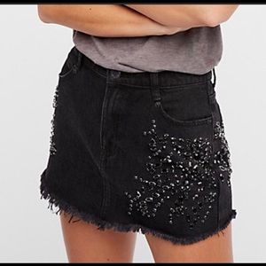 Free people denim stud skirt